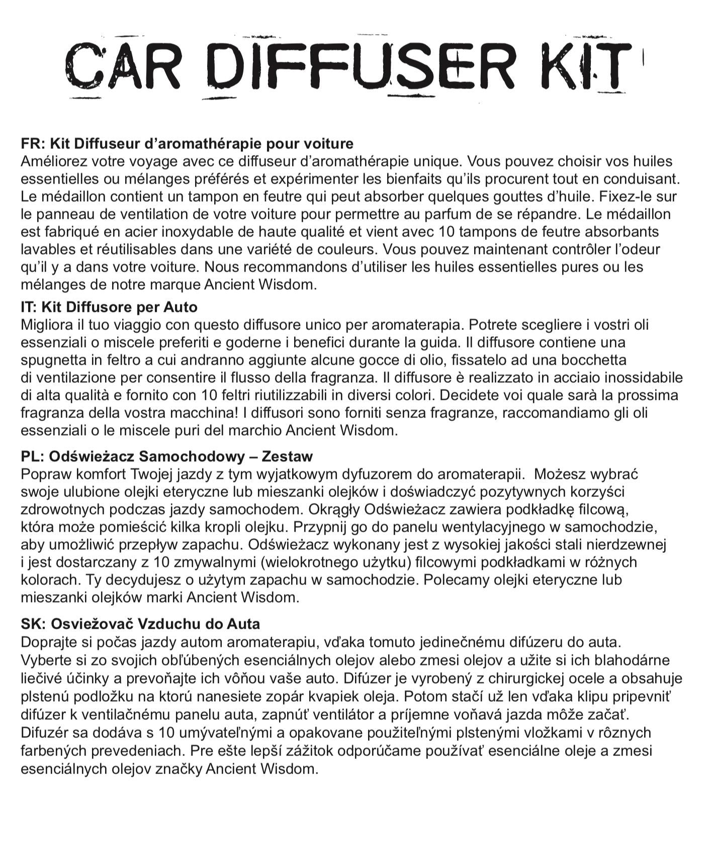 Kit difusor para coche -La flor de la vida - 30mm